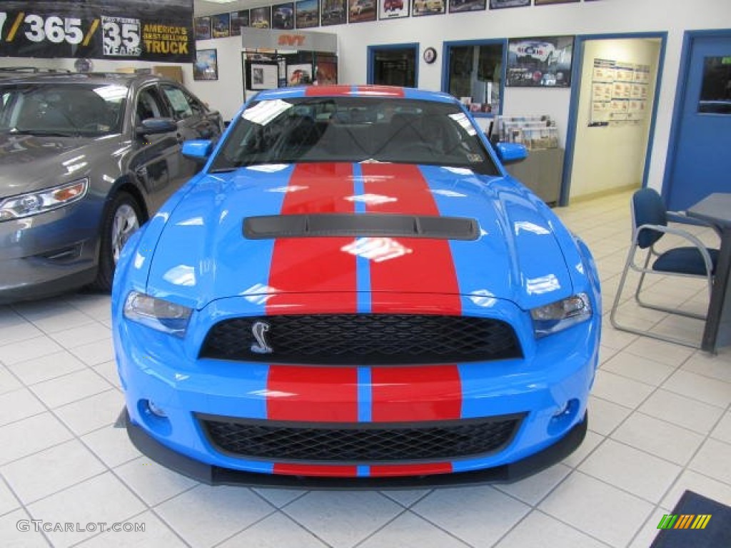 2010 Mustang Shelby GT500 Coupe - Grabber Blue / Charcoal Black/Red photo #2