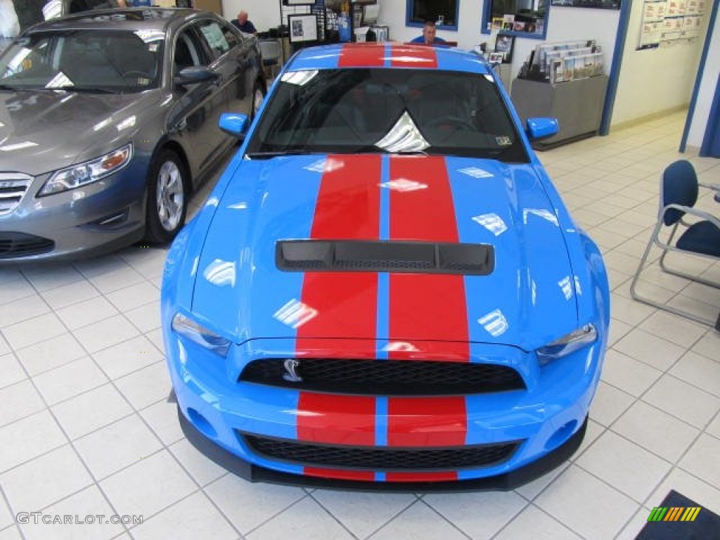 2010 Mustang Shelby GT500 Coupe - Grabber Blue / Charcoal Black/Red photo #5