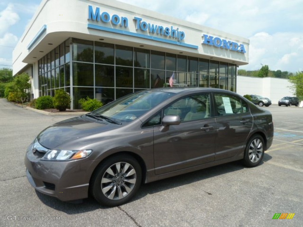 2009 Civic EX-L Sedan - Urban Titanium Metallic / Beige photo #1