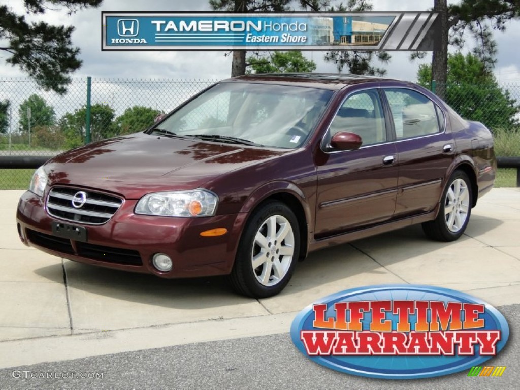 2003 Maxima GLE - Merlot Red / Blond photo #1