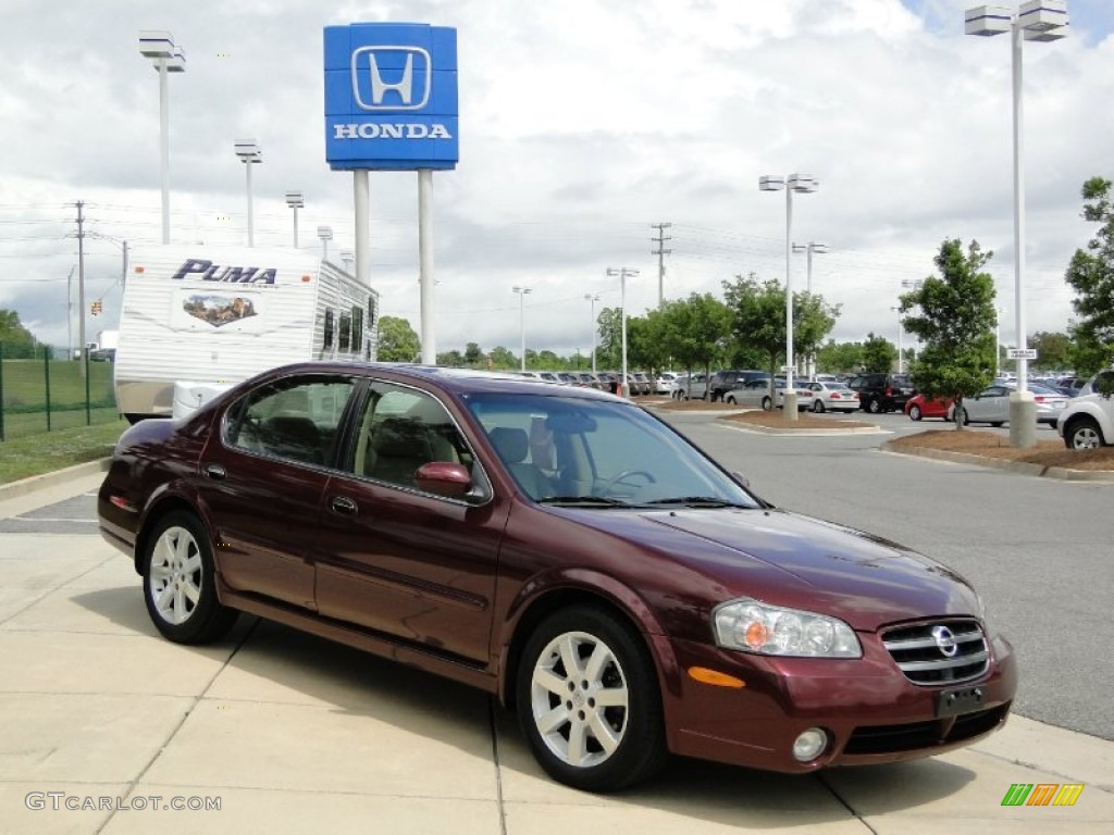 2003 Maxima GLE - Merlot Red / Blond photo #2
