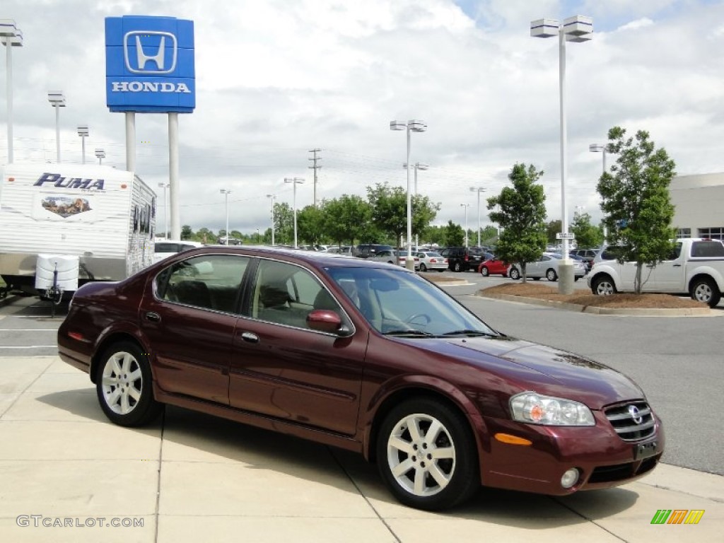 2003 Maxima GLE - Merlot Red / Blond photo #3