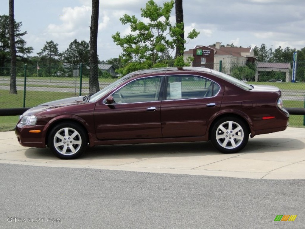2003 Maxima GLE - Merlot Red / Blond photo #8
