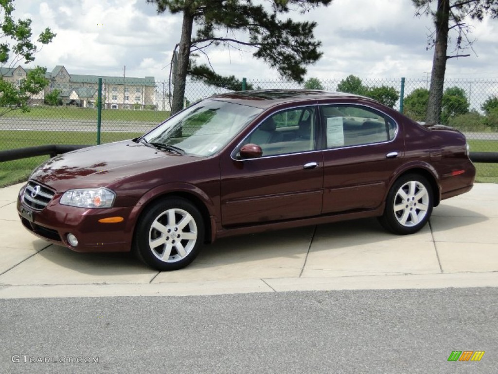 2003 Maxima GLE - Merlot Red / Blond photo #9