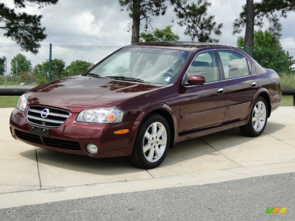 2003 Maxima GLE - Merlot Red / Blond photo #10