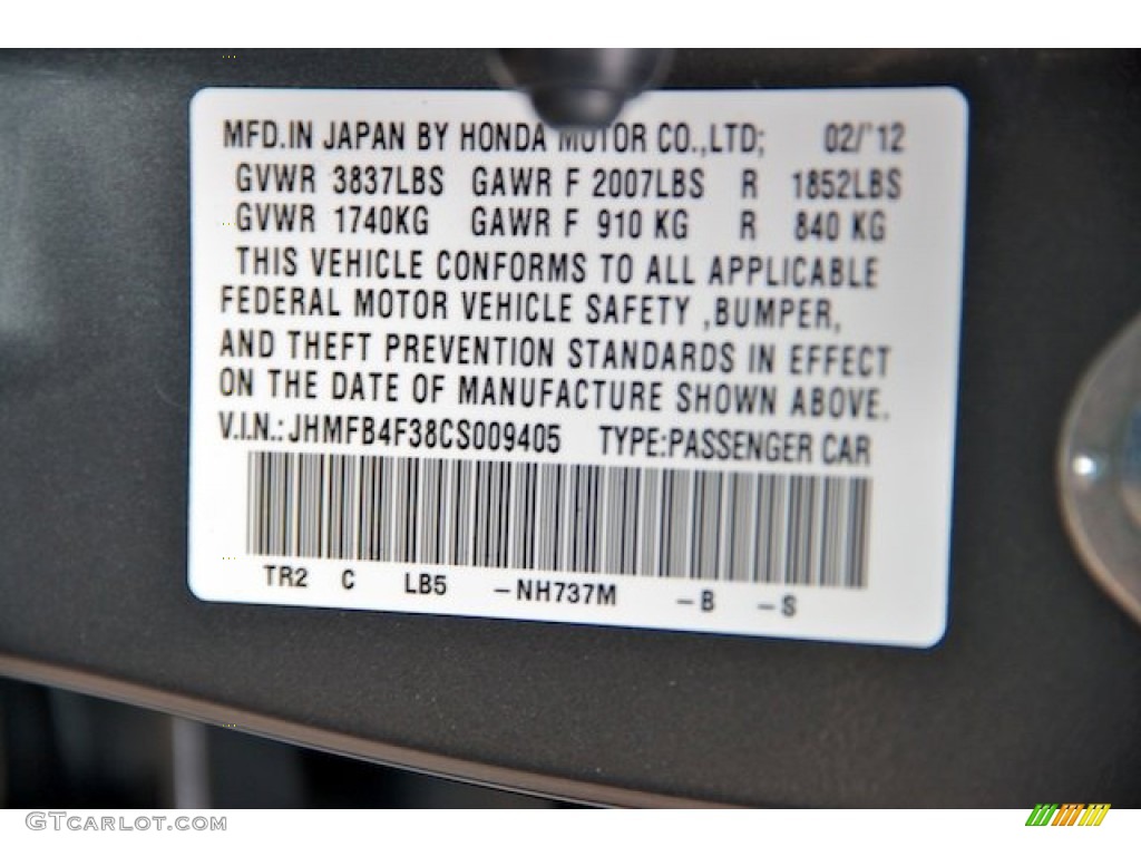 2012 Civic Color Code NH737M for Polished Metal Metallic Photo #64802499