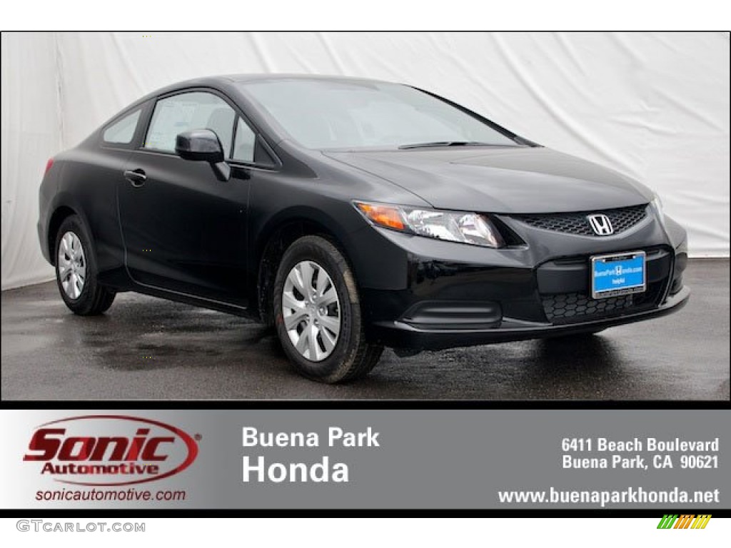 2012 Civic LX Coupe - Crystal Black Pearl / Gray photo #1