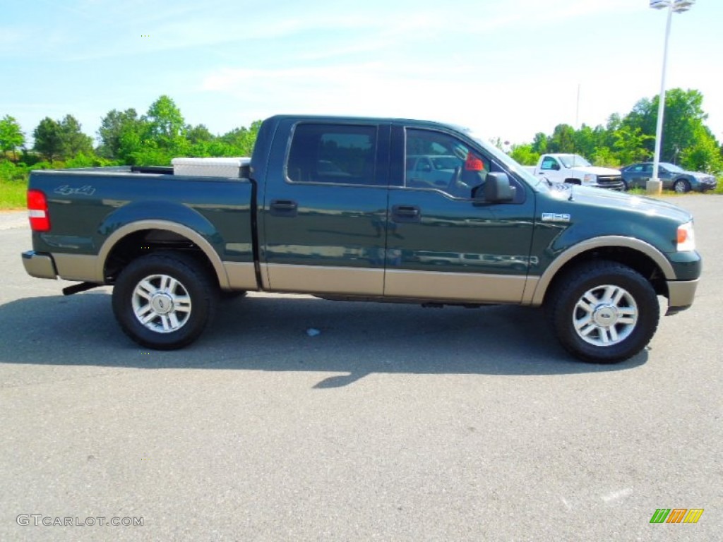 2004 F150 Lariat SuperCrew 4x4 - Aspen Green Metallic / Tan photo #3
