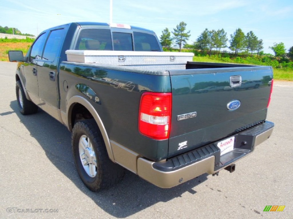 2004 F150 Lariat SuperCrew 4x4 - Aspen Green Metallic / Tan photo #5