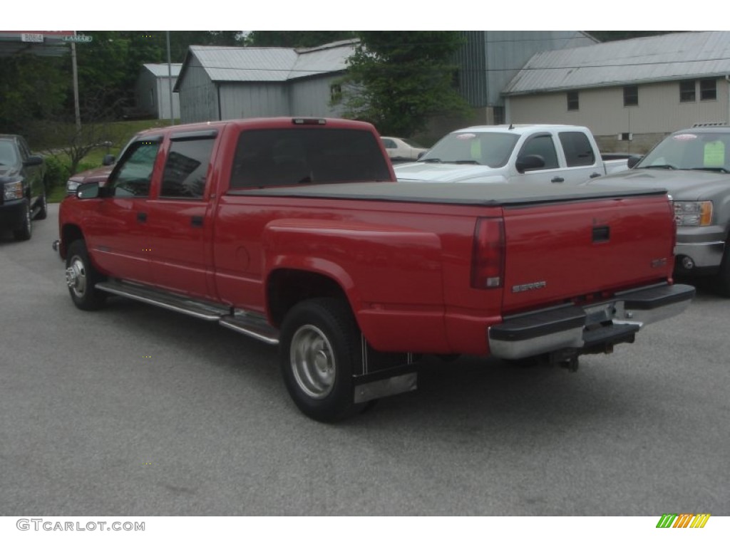 1999 Sierra 3500 SLT Crew Cab Dually - Fire Red / Gray photo #3