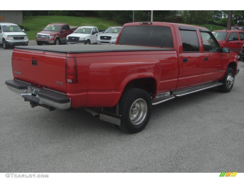 1999 Sierra 3500 SLT Crew Cab Dually - Fire Red / Gray photo #32