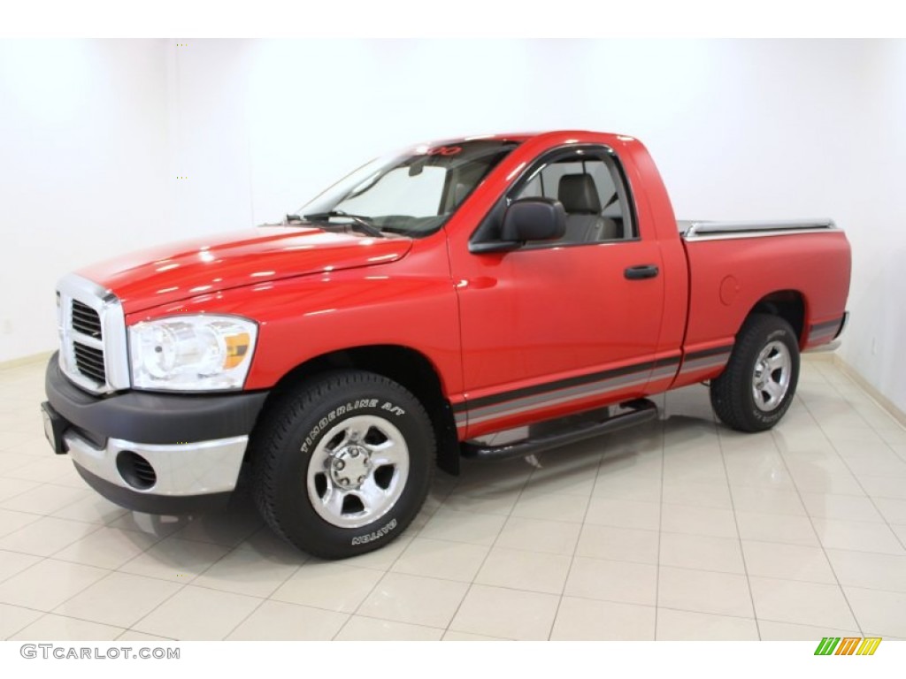 2007 Ram 1500 ST Regular Cab - Flame Red / Khaki Beige photo #3