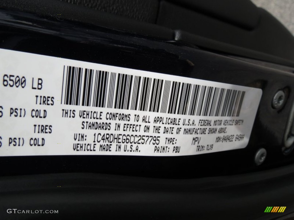2012 Durango Color Code PBU for True Blue Pearl Photo #64811710