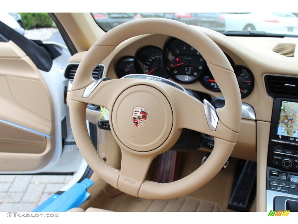 2012 Porsche New 911 Carrera Coupe Luxor Beige Steering Wheel Photo #64815401