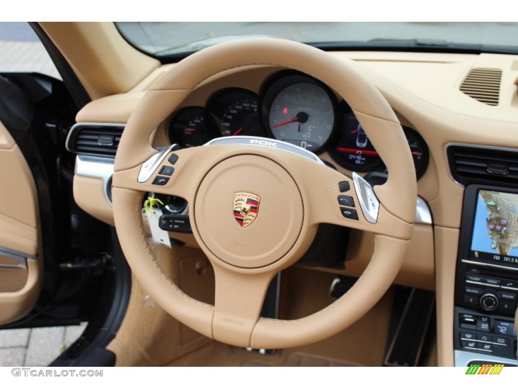 2012 Porsche New 911 Carrera S Cabriolet Luxor Beige Steering Wheel Photo #64815698