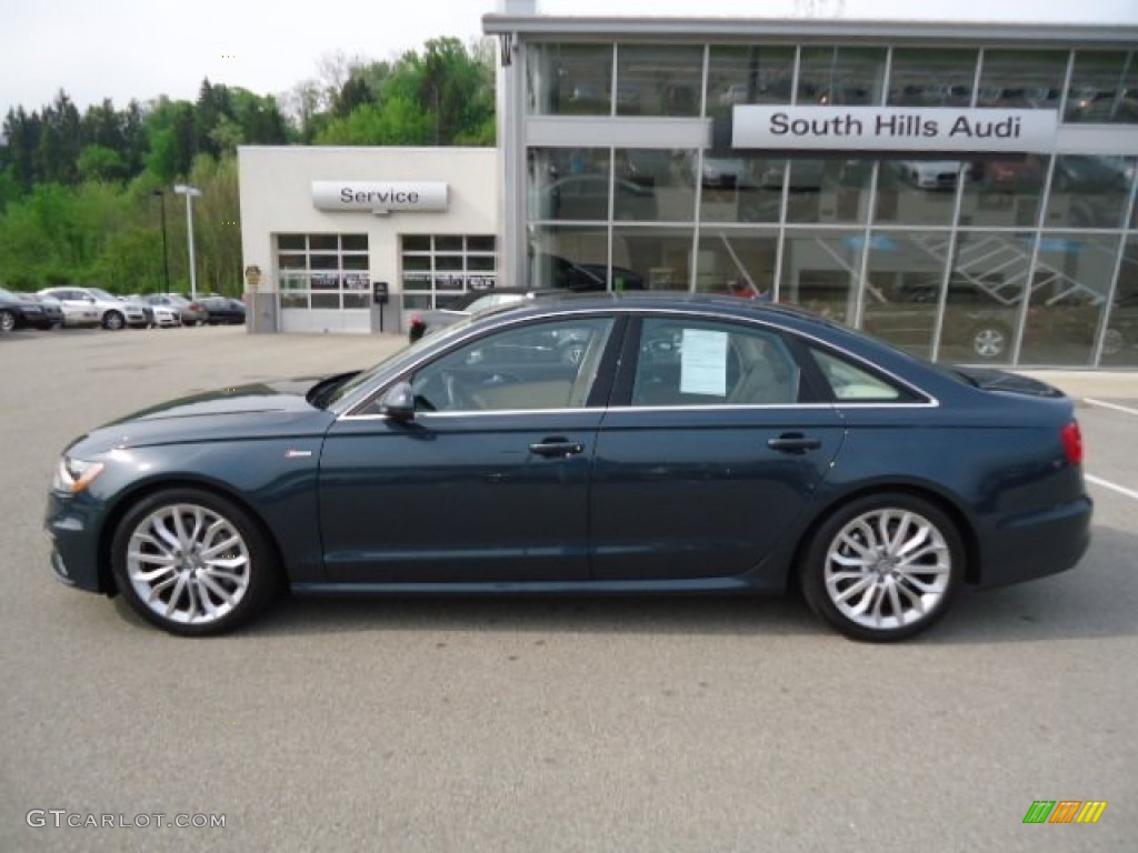 2012 A6 3.0T quattro Sedan - Moonlight Blue Metallic / Velvet Beige photo #2