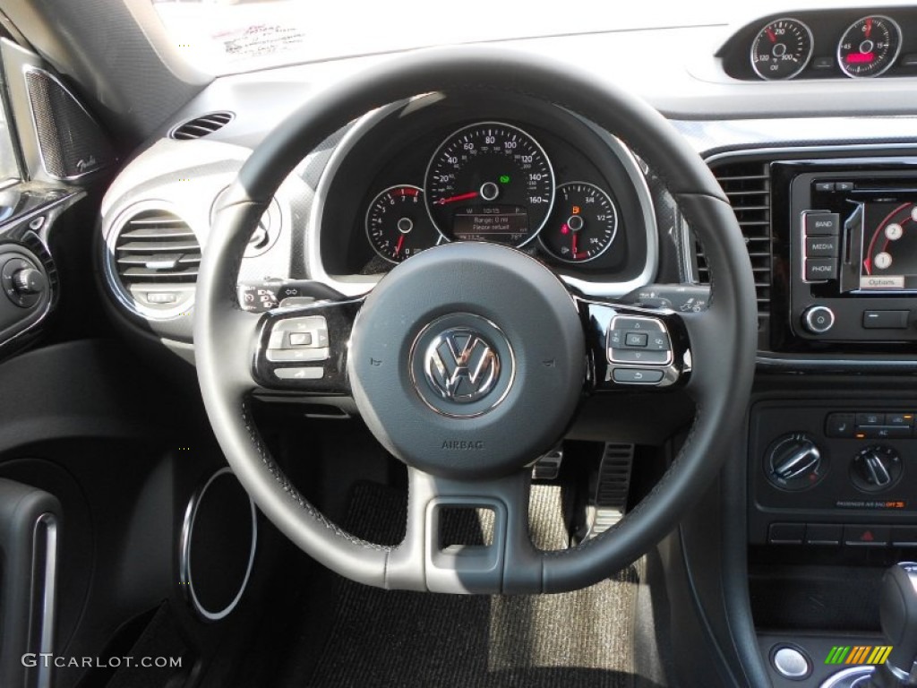 2012 Beetle Turbo - Deep Black Pearl Metallic / Black/Blue photo #16