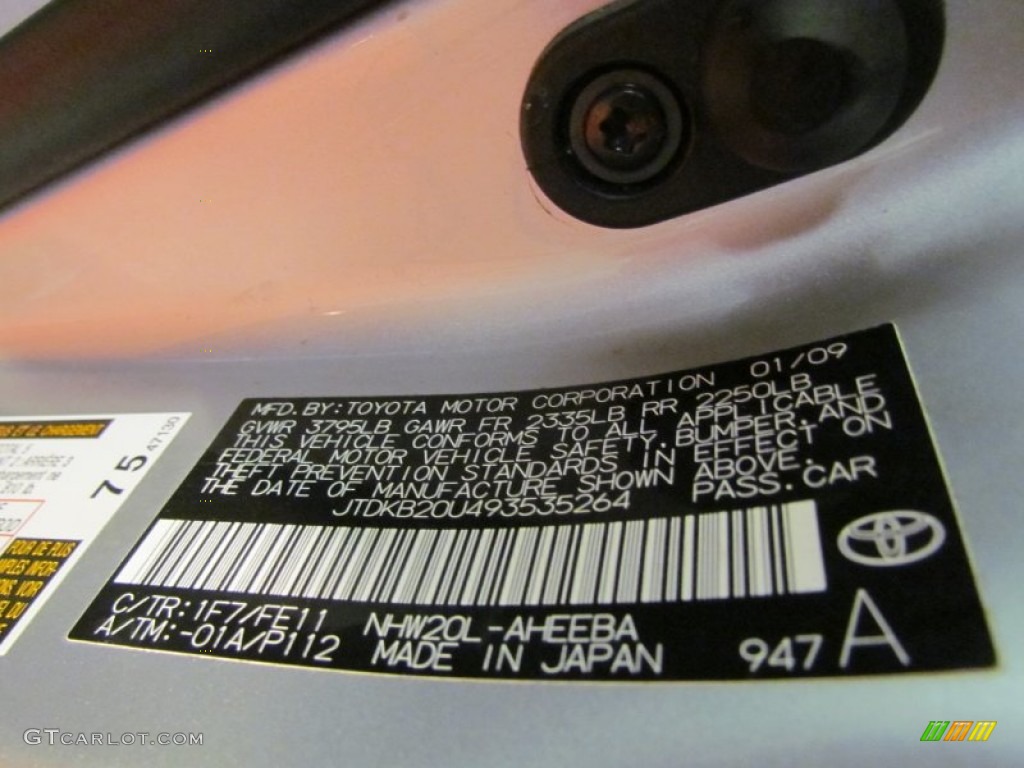 2009 Toyota Prius Hybrid Color Code Photos