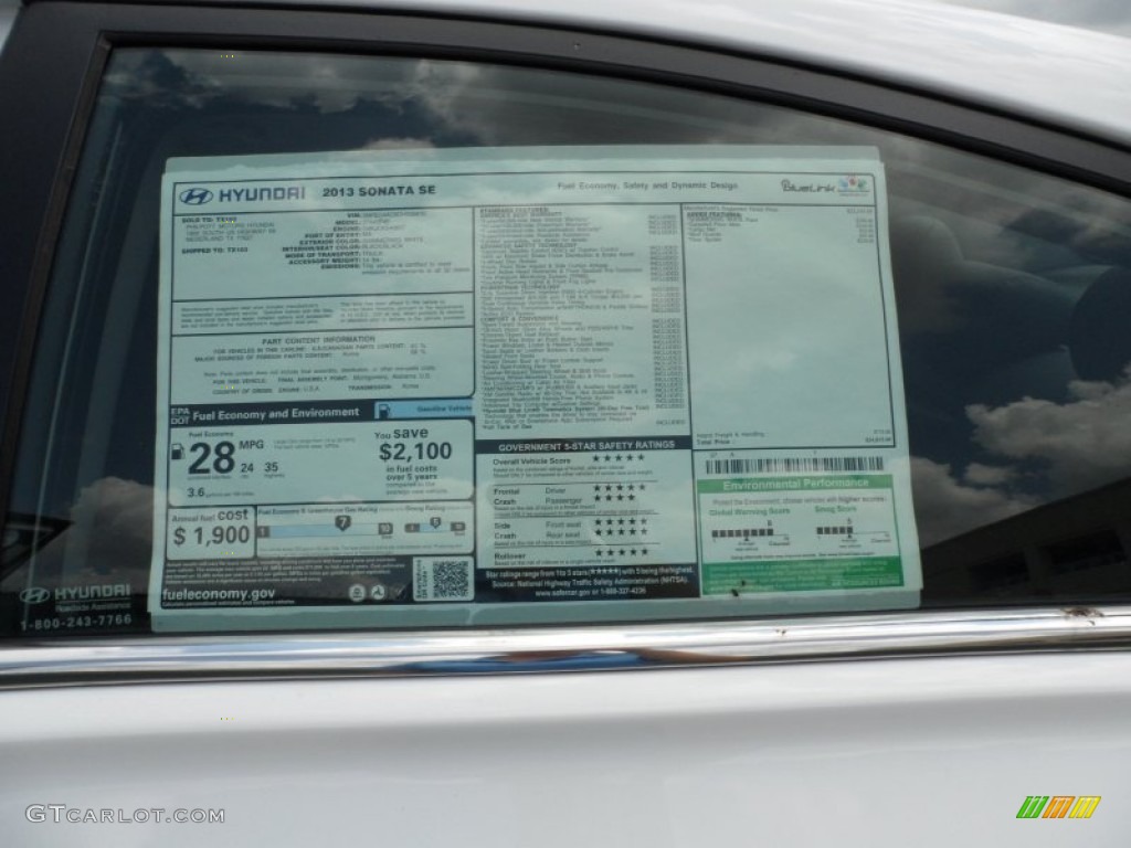 2013 Hyundai Sonata SE Window Sticker Photo #64854146