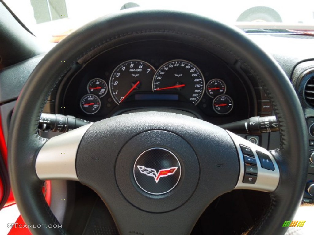 2010 Chevrolet Corvette Coupe Ebony Black Steering Wheel Photo #64857689
