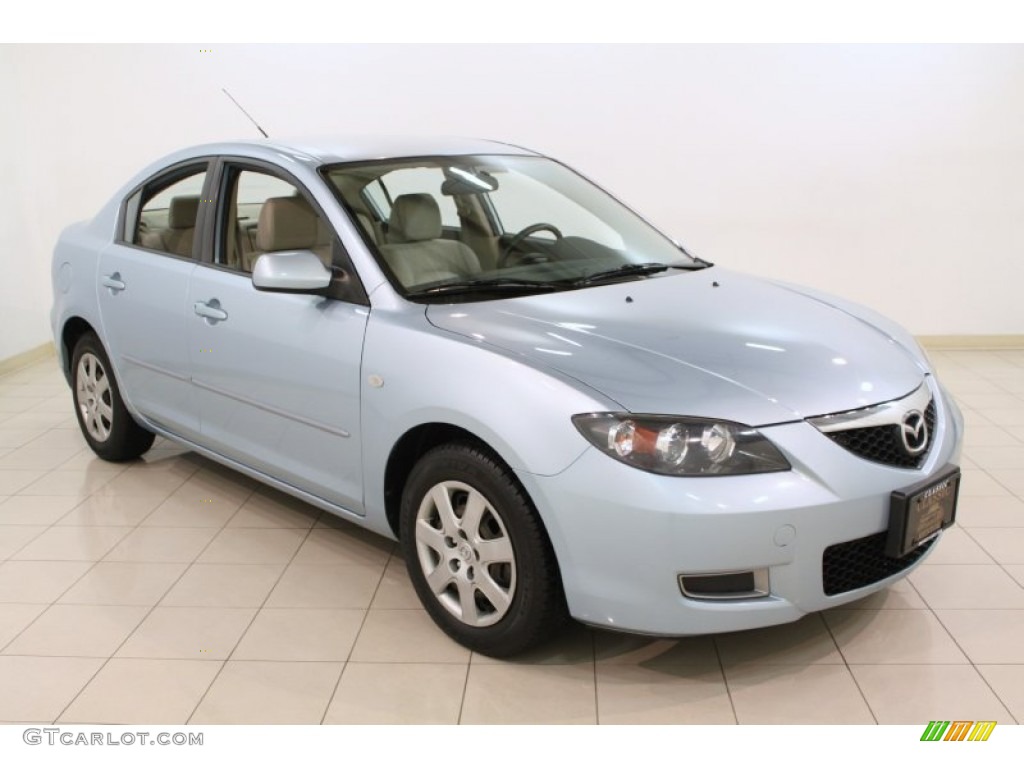 2007 MAZDA3 i Sport Sedan - Ice Blue Metallic / Beige photo #1
