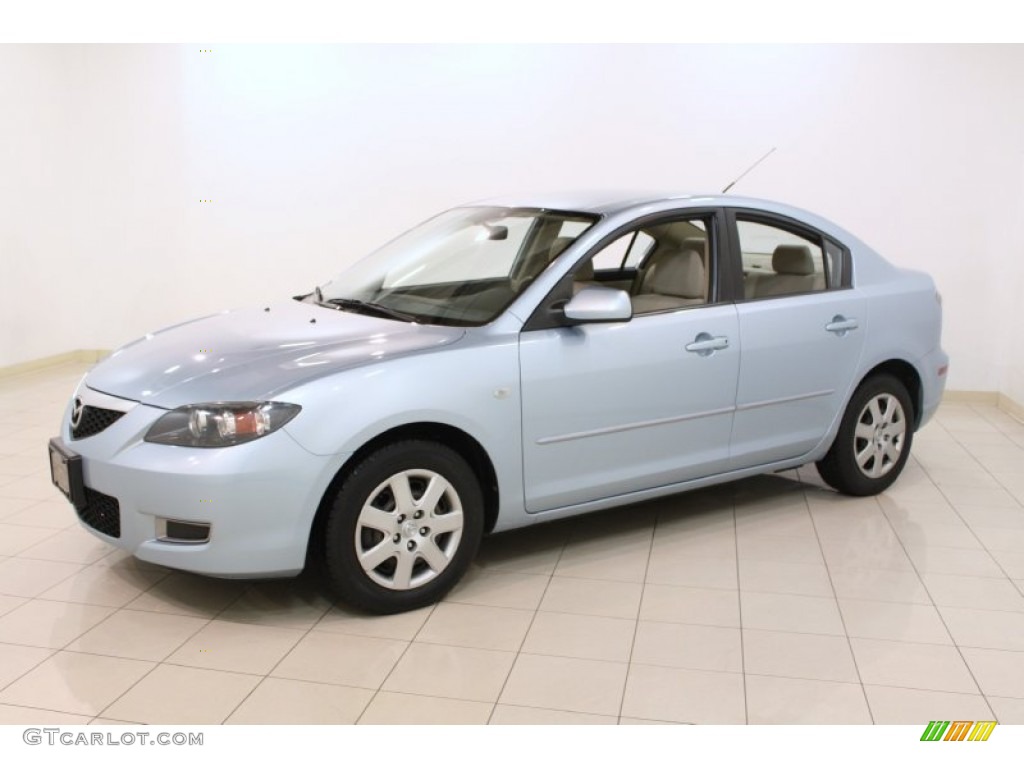 2007 MAZDA3 i Sport Sedan - Ice Blue Metallic / Beige photo #3