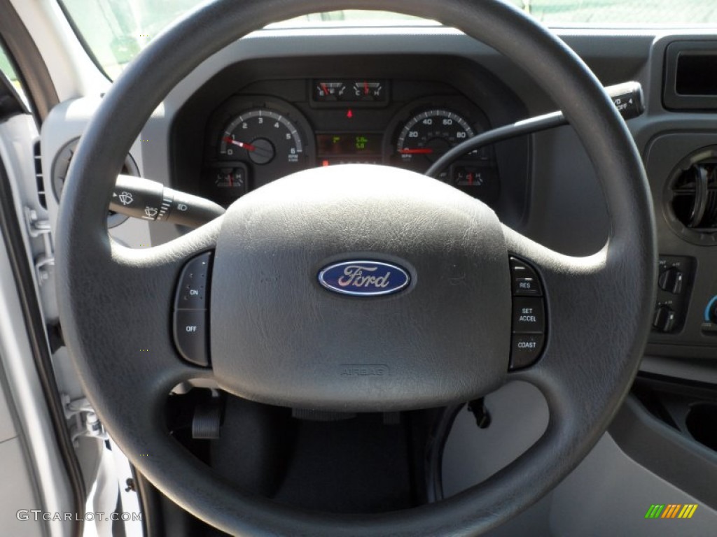 2012 Ford E Series Van E350 XL Extended Passenger Medium Flint Steering Wheel Photo #64860348