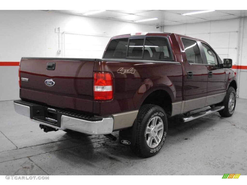 2005 F150 XLT SuperCrew 4x4 - Dark Toreador Red Metallic / Tan photo #5