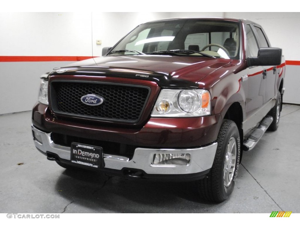 2005 F150 XLT SuperCrew 4x4 - Dark Toreador Red Metallic / Tan photo #15