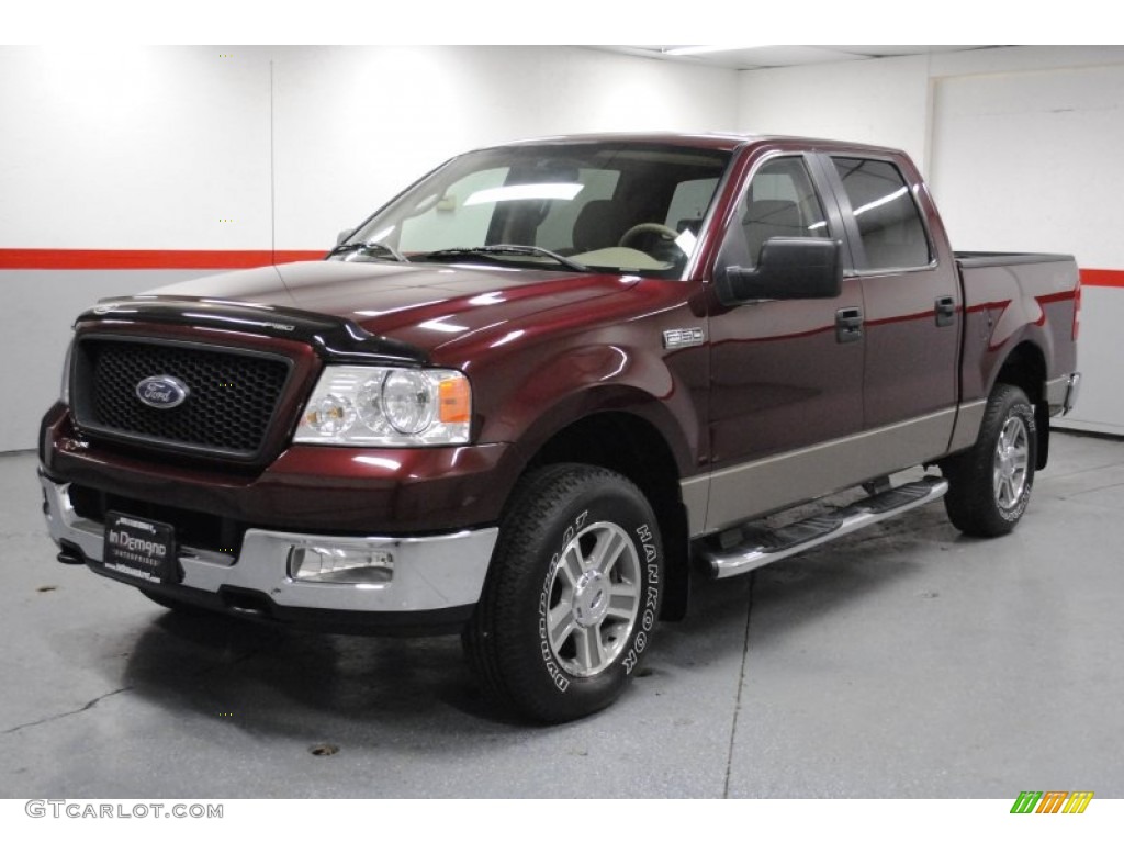2005 F150 XLT SuperCrew 4x4 - Dark Toreador Red Metallic / Tan photo #16