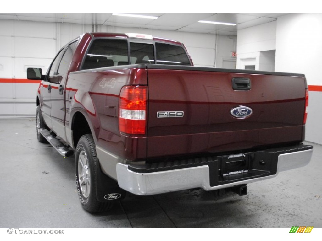 2005 F150 XLT SuperCrew 4x4 - Dark Toreador Red Metallic / Tan photo #21