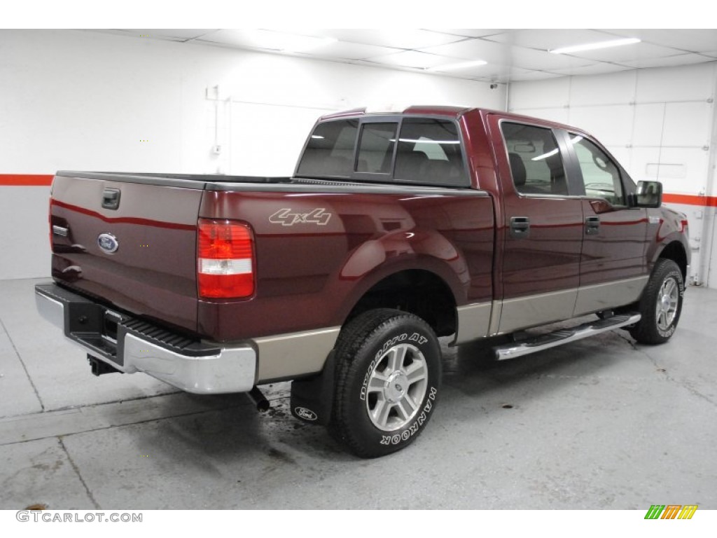 2005 F150 XLT SuperCrew 4x4 - Dark Toreador Red Metallic / Tan photo #25