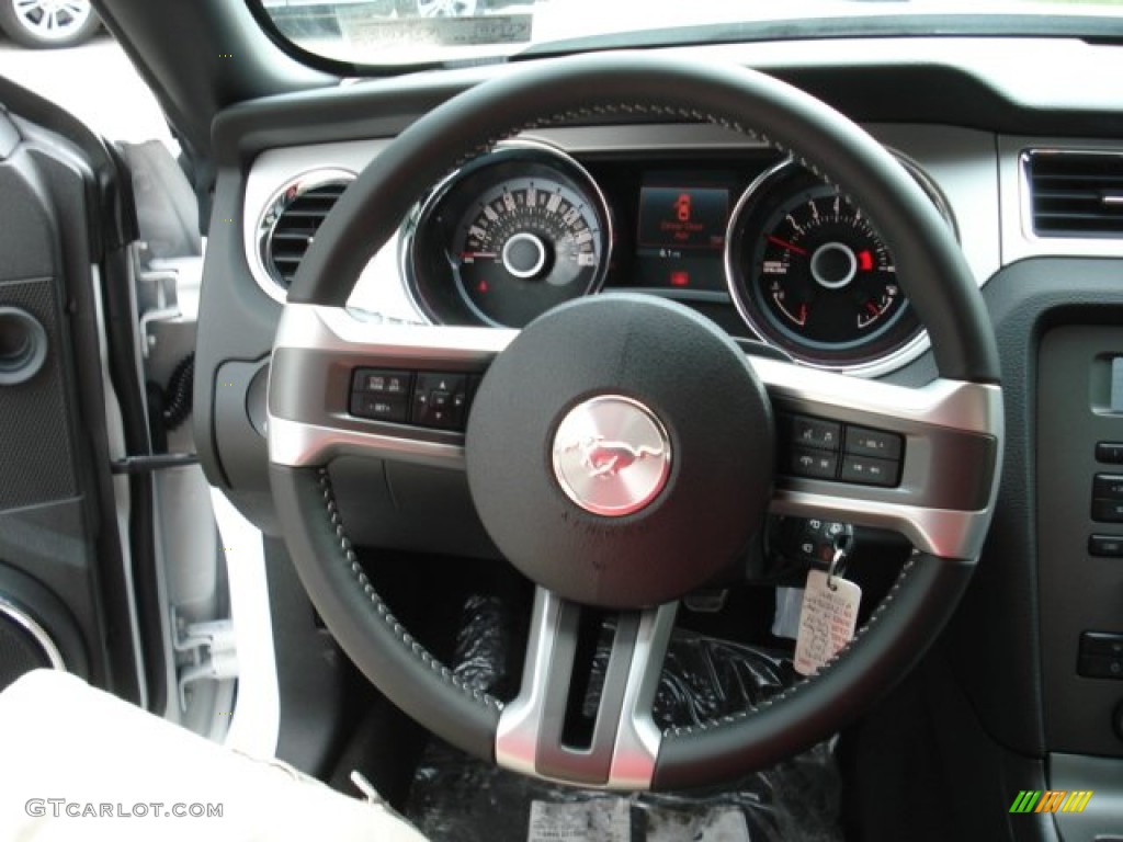 2013 Ford Mustang V6 Premium Coupe Charcoal Black Steering Wheel Photo #64863878
