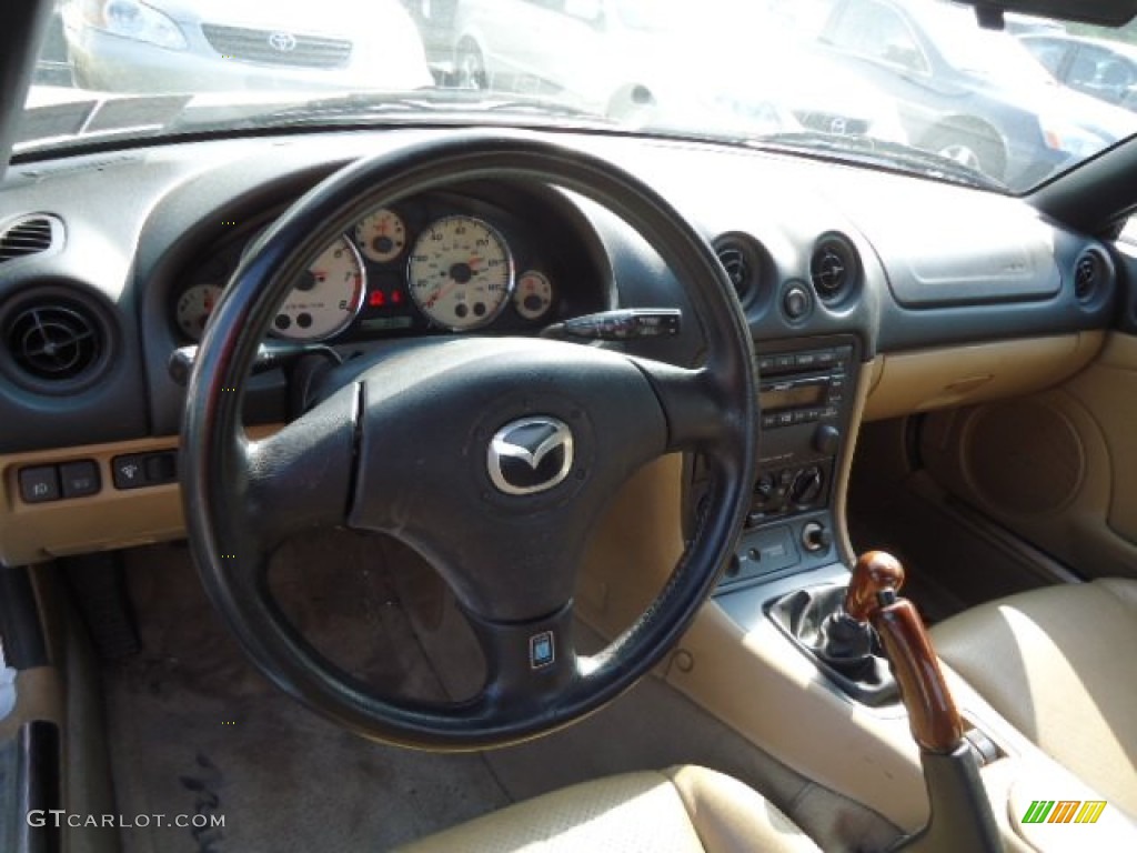 2002 MX-5 Miata LS Roadster - Crystal Blue Metallic / Saddle Brown photo #13