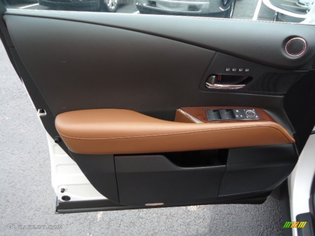 2013 Lexus RX 350 AWD Saddle Tan/Espresso Birds Eye Maple Door Panel Photo #64877096