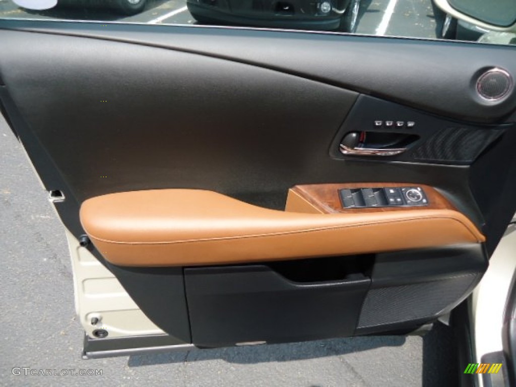 2013 Lexus RX 350 AWD Saddle Tan/Espresso Birds Eye Maple Door Panel Photo #64878224