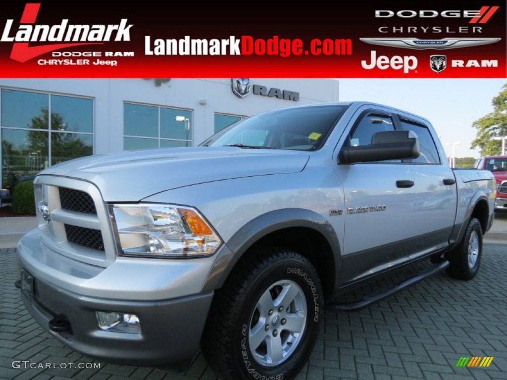 2012 Ram 1500 Outdoorsman Crew Cab 4x4 - Bright Silver Metallic / Dark Slate Gray/Medium Graystone photo #1