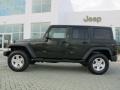 2011 Natural Green Pearl Jeep Wrangler Unlimited Rubicon 4x4  photo #2