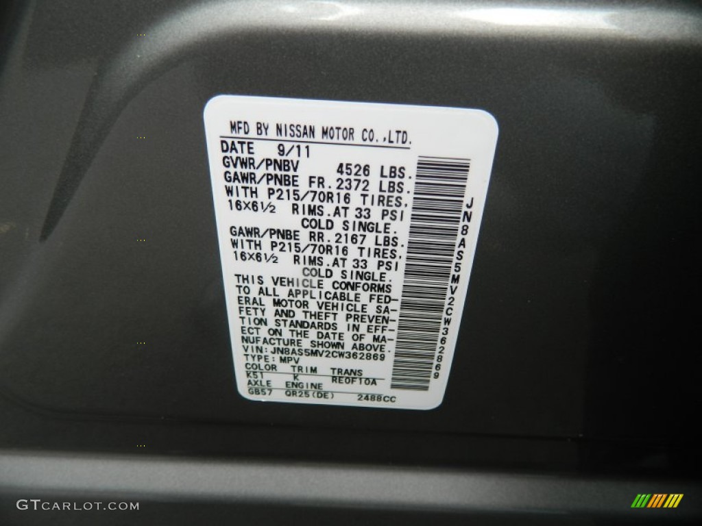 2012 Rogue S AWD - Platinum Graphite / Gray photo #28