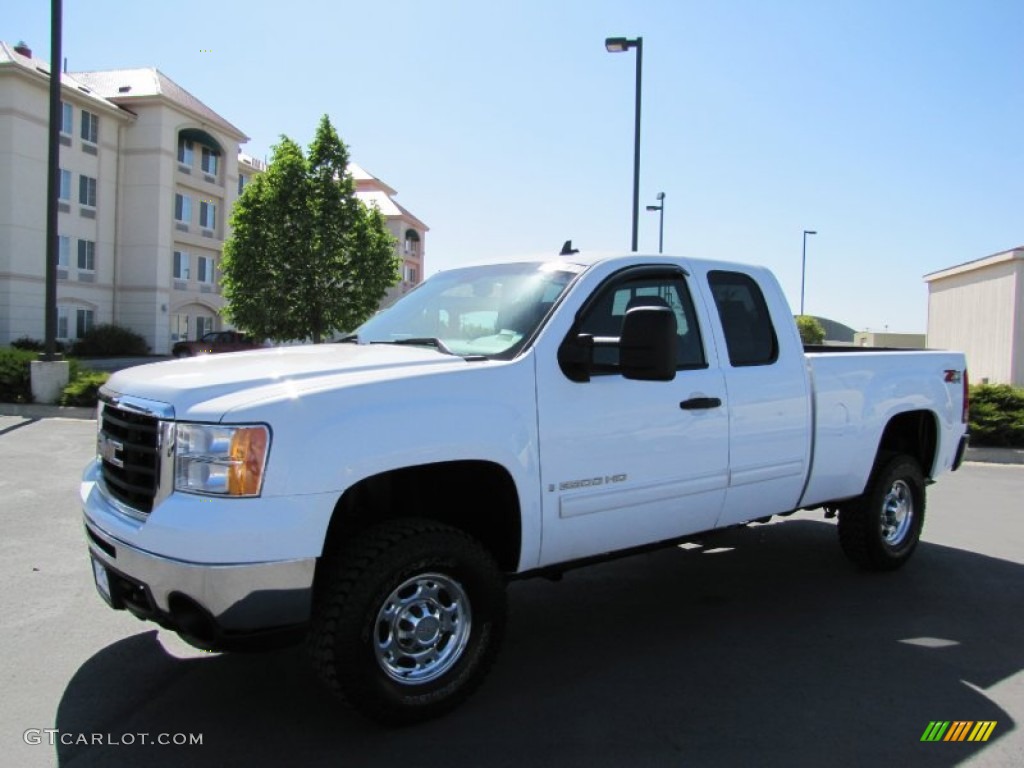 2007 Sierra 2500HD SLE Extended Cab 4x4 - Summit White / Ebony Black photo #3