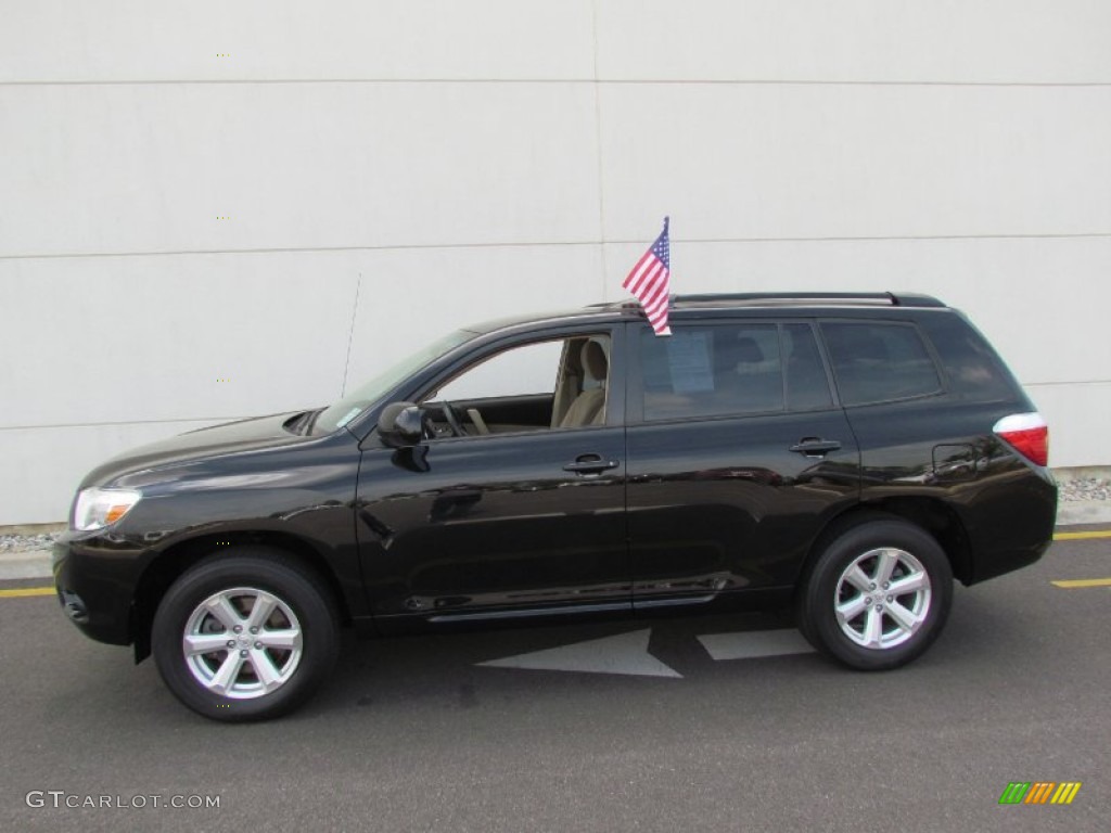 2009 Highlander V6 4WD - Black / Sand Beige photo #4