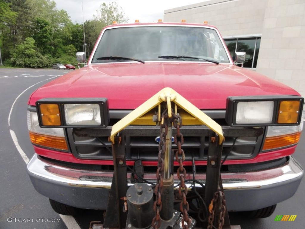 1995 F350 XL Regular Cab 4x4 Plow Truck - Ultra Red / Grey photo #5