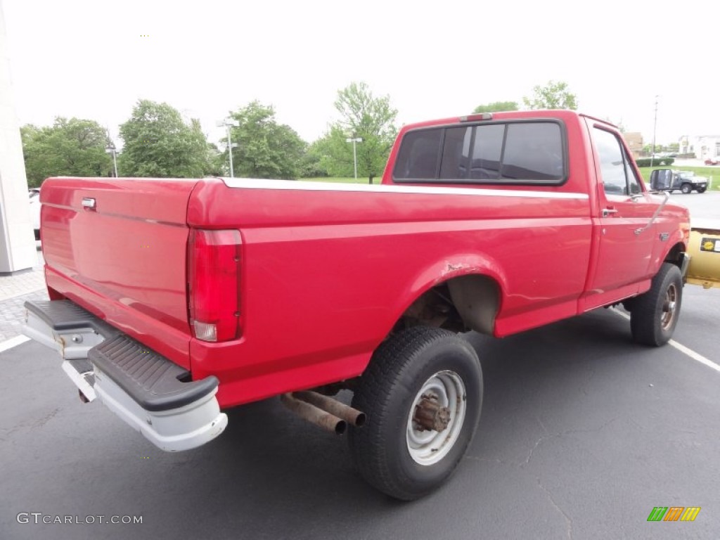 Ultra Red 1995 Ford F350 XL Regular Cab 4x4 Plow Truck Exterior Photo #64911010