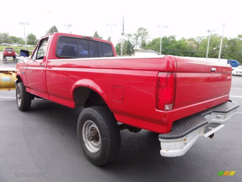 1995 F350 XL Regular Cab 4x4 Plow Truck - Ultra Red / Grey photo #12