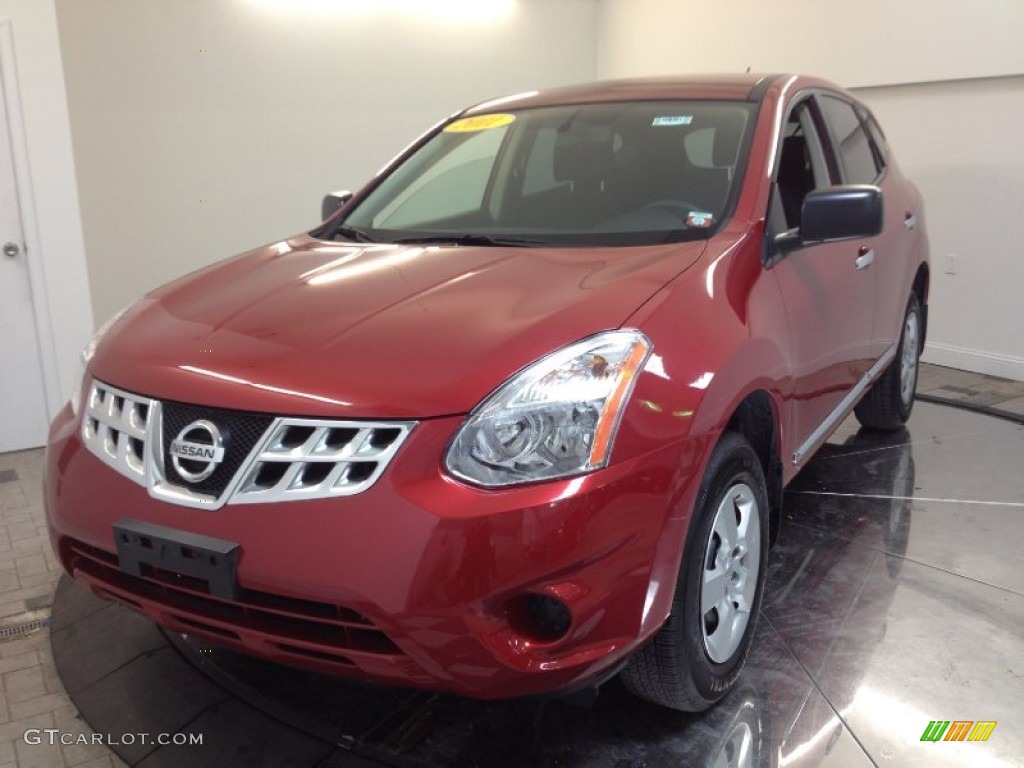 2011 Rogue S AWD - Cayenne Red / Black photo #1