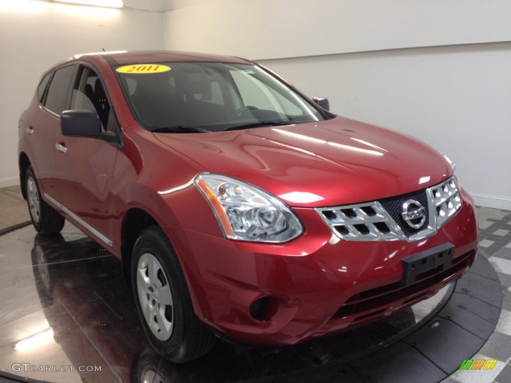 2011 Rogue S AWD - Cayenne Red / Black photo #2