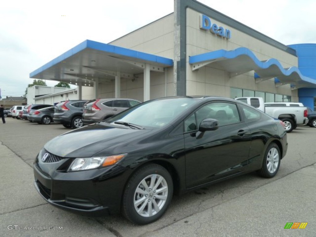 2012 Civic EX Coupe - Crystal Black Pearl / Gray photo #1