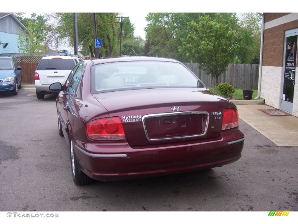 2002 Sonata LX V6 - Ruby Red / Beige photo #4