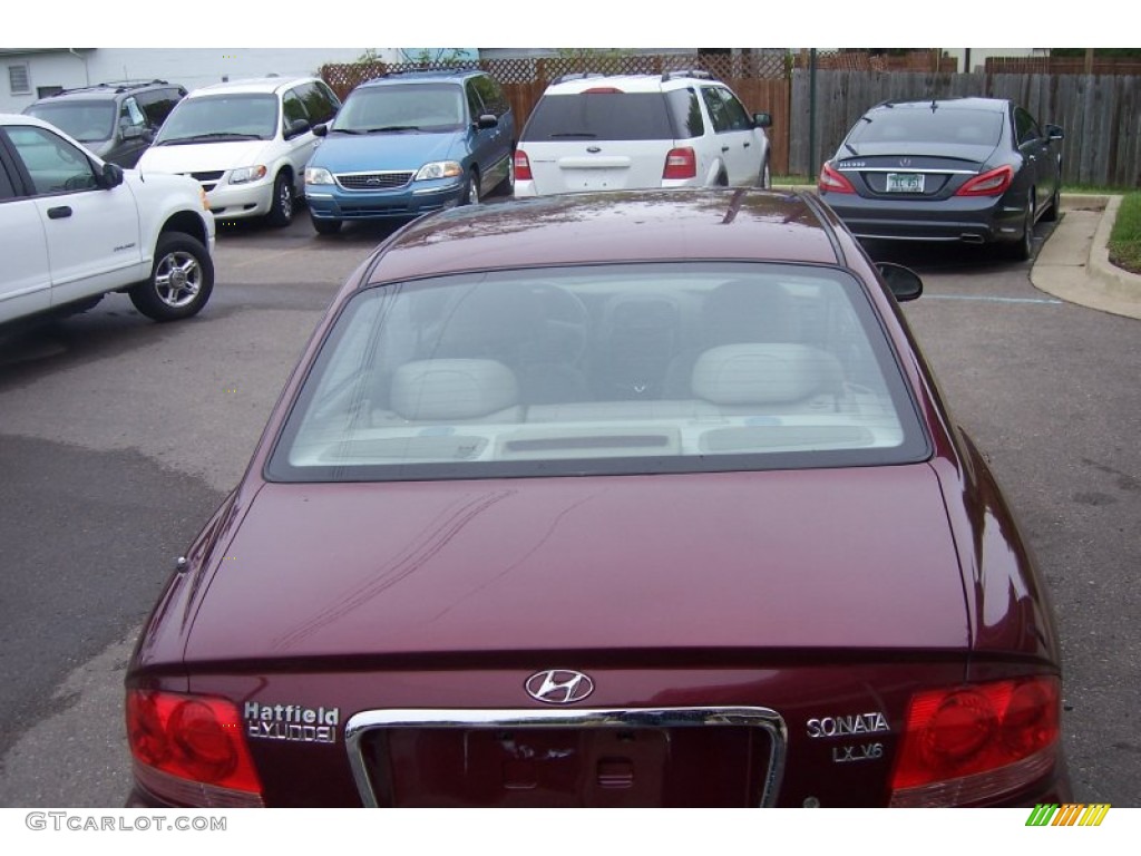 2002 Sonata LX V6 - Ruby Red / Beige photo #5