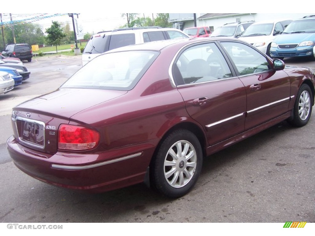 2002 Sonata LX V6 - Ruby Red / Beige photo #6
